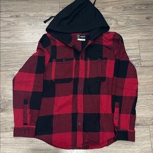 Original Use Red and Black Plaid Hoodie Shirt